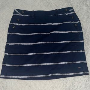 Blue and white striped skirt